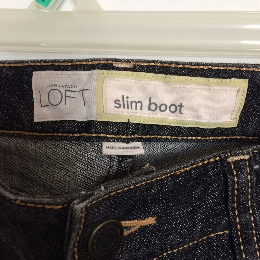 Loft Size 6 Jeans Boot Slim Gray Cotton Spandex Gray Zipper Inseam 31 Mid Womens